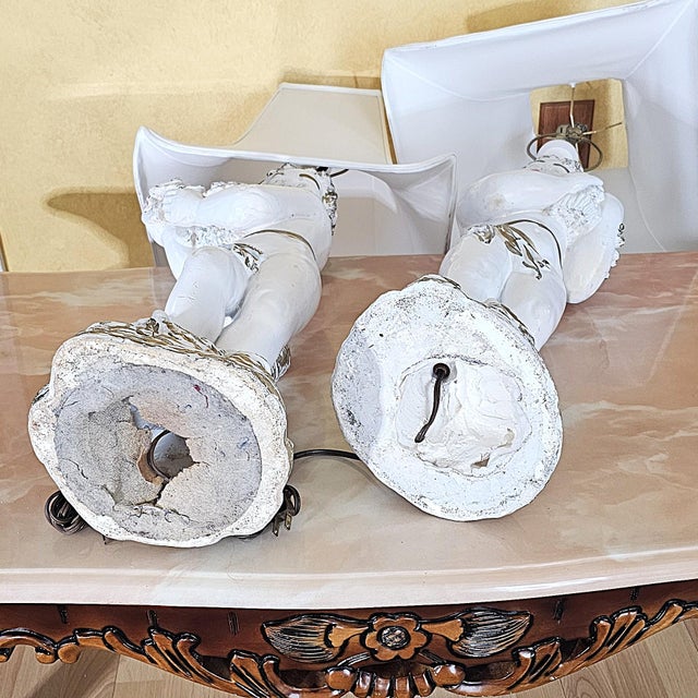 Vintage Hand-Painted Italian Figural Table Lamps, a Pair For Sale - Image 10 of 18