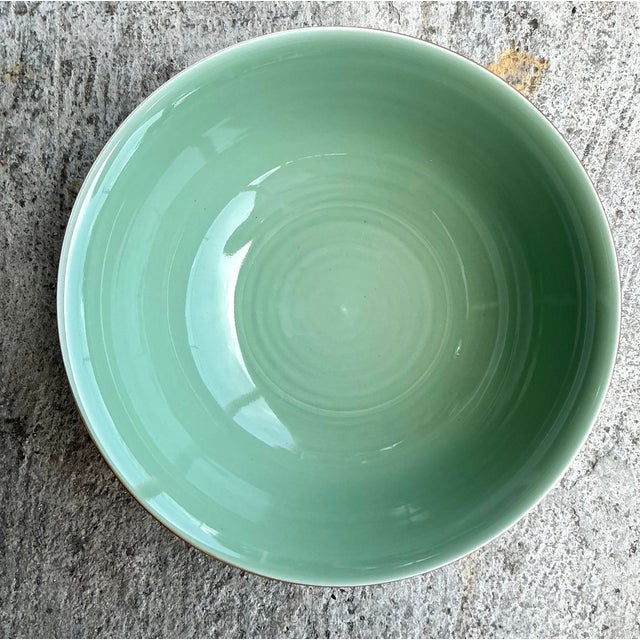 Celadon Vintage Asian Dragon Relief Celadon Bowl For Sale - Image 8 of 10