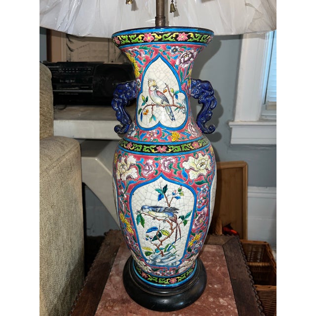 Mid 20th Century Mid 20th Century Chinese Porcelain Chinoiserie Vase Table Lamp - Set of 2 For Sale - Image 5 of 11