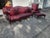 Vintage Carolina Leather House Oxblood Tufted Chesterfield Sofa, Wingback Chair & Ottoman - 3 Piece Set For Sale In Tampa - Image 6 of 18