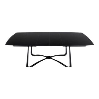 Mid-Century Modern Black Lacquer X-Base Dining Table For Sale