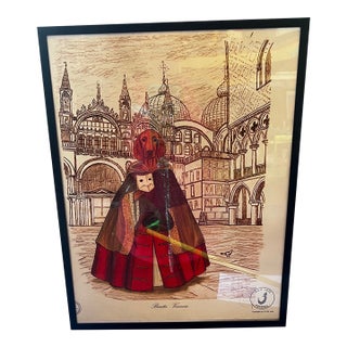 1970s SDM Arte Italian Signed Dog Print, Framed For Sale