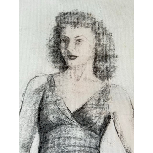 Mid-Century Modern 1944 Figure Study Drawing Pencil on Paper 19x25 For Sale - Image 3 of 7