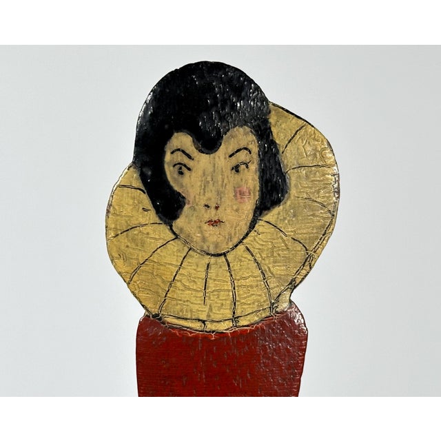 Rare & Original Art Deco Pierrot Flapper Hand Painted Celluloid Letter Opener Bookmark for your consideration. The letter...