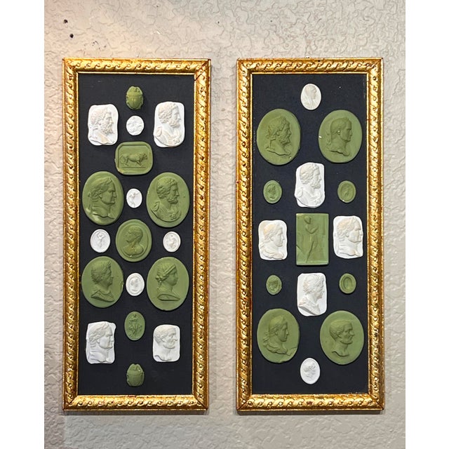 Grand Tour A Pair of Neoclassical Grand Tour Intaglio & Cameo Sets in Gilded Guilloche Frames For Sale - Image 3 of 11