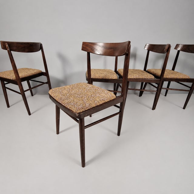 Vintage Chairs in Beech and Fabric, 1960s, Set of 5 For Sale - Image 11 of 11