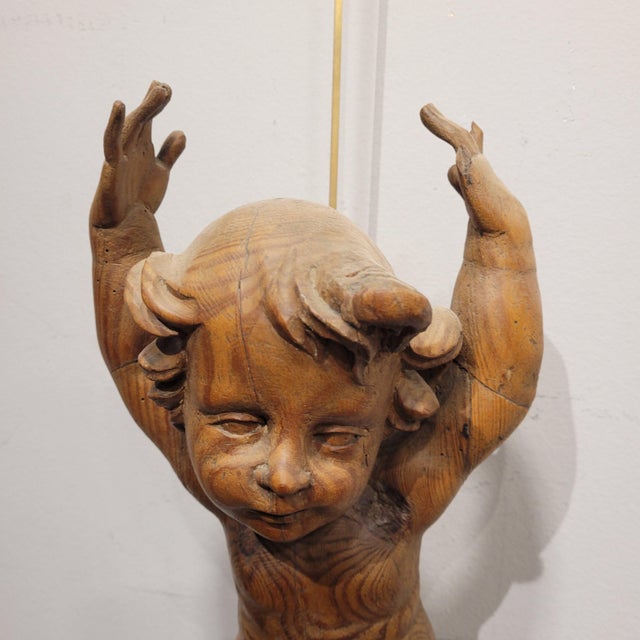 Triumphant Angels in Carved Wood, 1800s, Set of 2 For Sale - Image 12 of 18