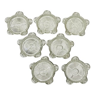 Set of 7 Vintage Anchor Hocking Queen Mary Clear Coaster/Personal Ashtray / Trinket Dish For Sale