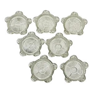 Set of 7 Vintage Anchor Hocking Queen Mary Clear Coaster/Personal Ashtray / Trinket Dish