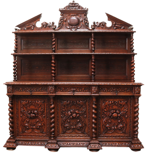 Large Antique French Renaissance Sideboard in Oak, 1880
