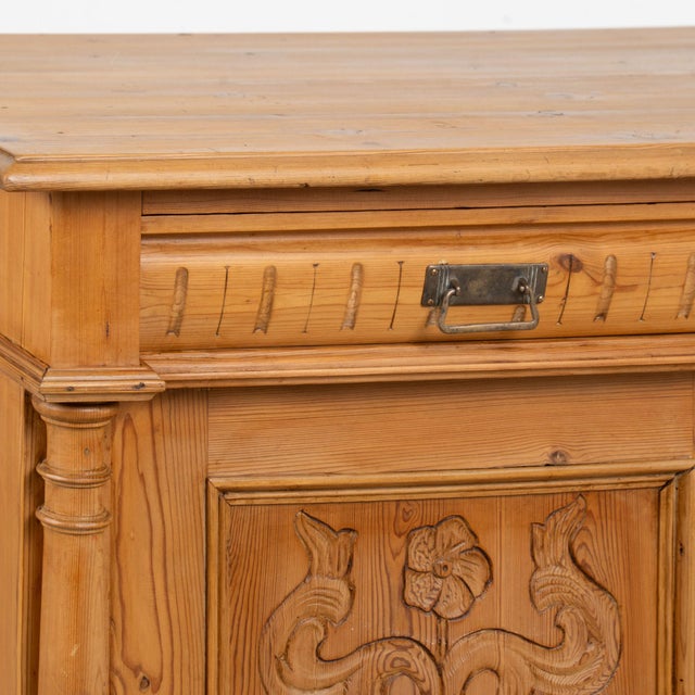 Brown 19th Century Danish Pine Sideboard With Carved Panel Doors For Sale - Image 8 of 17