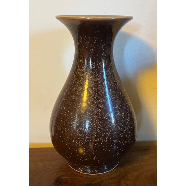 Antique Early 20th Century Japanese Brown Speckled Glaze Baluster Shape Porcelain Vase For Sale - Image 13 of 17