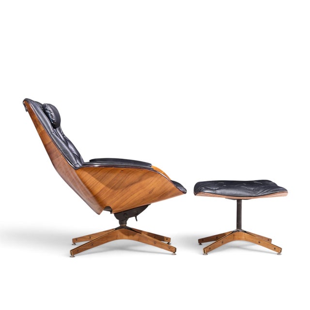 Brown George Mulhauser for Plycraft Mr Chair Mid Century Lounge Chair and Ottoman For Sale - Image 8 of 10