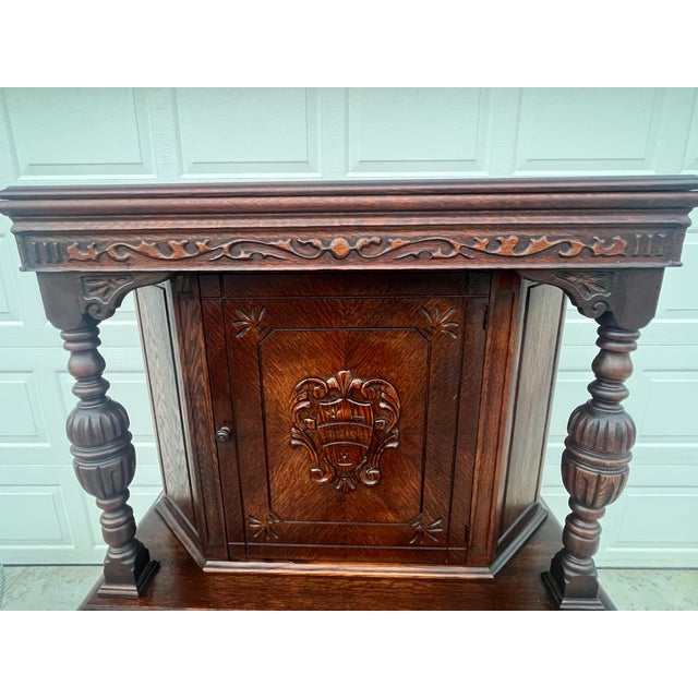 Jacobean Antique Jacobean Revival Hand Carved Hutch/Cupboard For Sale - Image 3 of 12