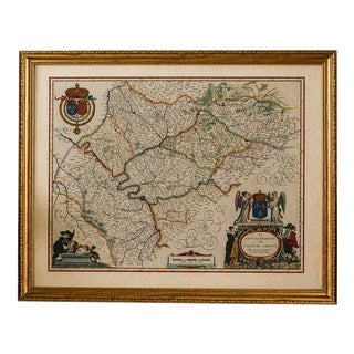 Blaeu Map of Île-De-France Paris Region with Royal Arms, 1642 For Sale
