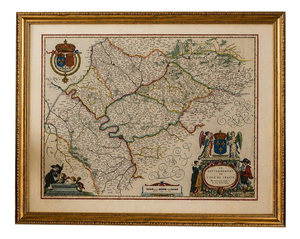 Blaeu Map of Île-De-France Paris Region with Royal Arms, 1642