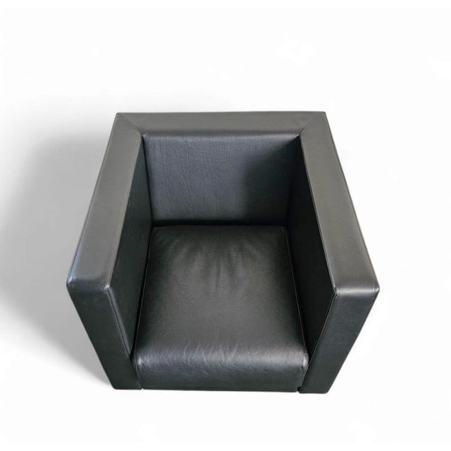 Moji Armchairs and 2-Seater Sofa in Black Leather by Shigeru Uchida for Poltrona Frau, Set of 5 For Sale - Image 14 of 18