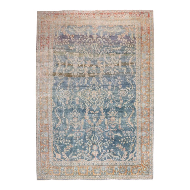 Zabihi Collection Blue Persian Sarouk Rug For Sale