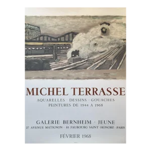 1968 Original French Exhibition Poster, Galerie Bernheim-Jeune - Michel Terrasse