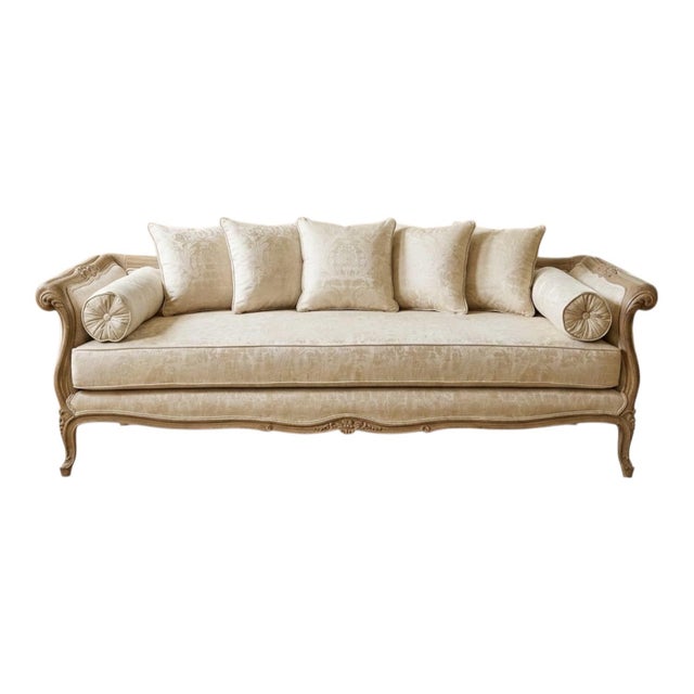 19th-C. French Painted Daybed / Sofa in New Linen W/ Gustavian Swedish Styling For Sale In Atlanta - Image 6 of 13