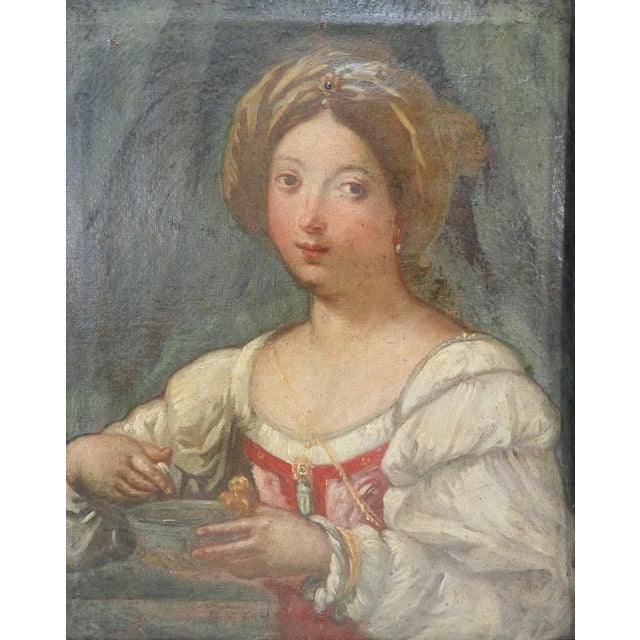 Portrait of a woman in oil on canvas. Late 18th century. Period late 18th century. Author anonymous technique oil on...