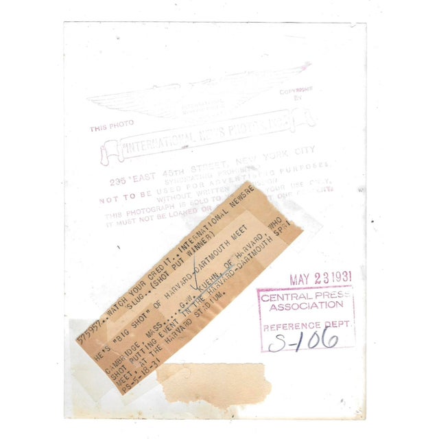 Figurative 1931 Harvard Track & Field Shot Putting Photograph For Sale - Image 3 of 3