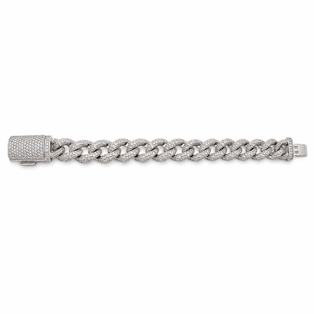 Modern 14k White Gold 9.5 Ct Natural Diamond Infinity Bracelet, 8 In For Sale - Image 3 of 6