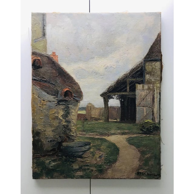 Textile Pierre-Eugène Vibert, Cour intérieur, 1923, Oil on Canvas For Sale - Image 7 of 7