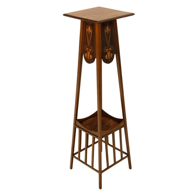Antique Art Nouveau Inlaid Mahogany Leonard Wyburd Liberty & Co Plant Stand 1905 For Sale - Image 12 of 17