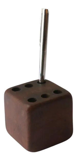 Midcentury Modern Pen Pencil Desk Holder Wood Dice from Sweden