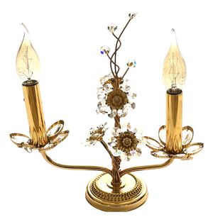Vintage Brass Lead Crystal Table Lamp from Palwa, 1960s