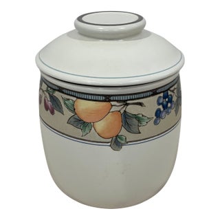 1970s Mikasa Intaglio Garden Harvest Canister With Sealed Lid Cac29 For Sale