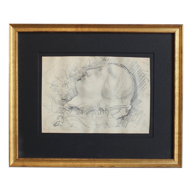 Guillaume Dulac, Portrait of a Slumbering Young Woman, 1929, Pencil on Paper For Sale