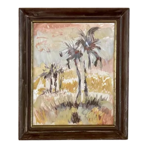 Mixed Media Tropical Painting on Glass by Gerhard