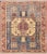 Textile Antique Caucasian Karachopt Rug Large Rug in Blue, Salmon Teal and Soft Yellow 6'1 X 7'0 For Sale - Image 7 of 7
