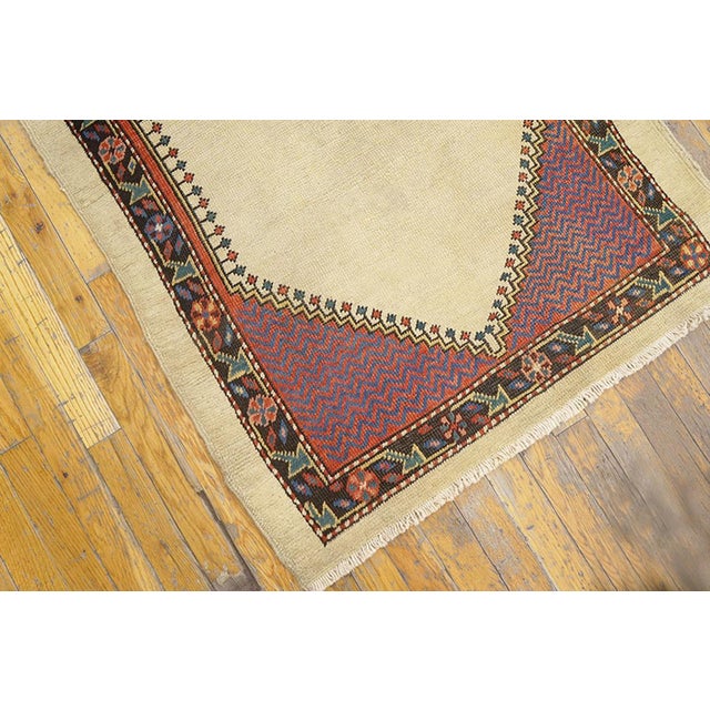 1870s Ivory Minimalist Field Tribal Geometric Antique Persian Bakshaish Rug 2' 8" X 4' 6" Handknotted Woo Carpet For Sale - Image 4 of 6