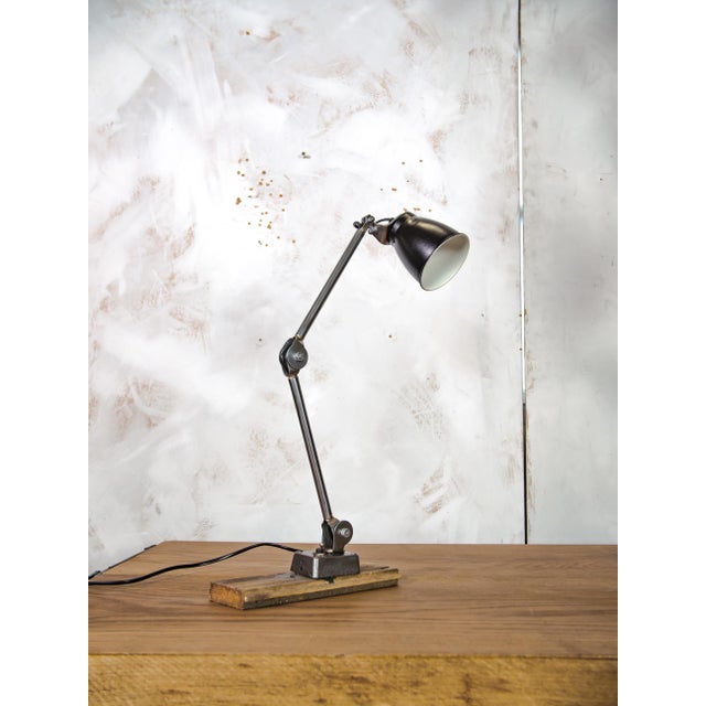 Metal Industrial Polished 2-Arm Workshop Desk Light from EDL England, 1950s For Sale - Image 7 of 12