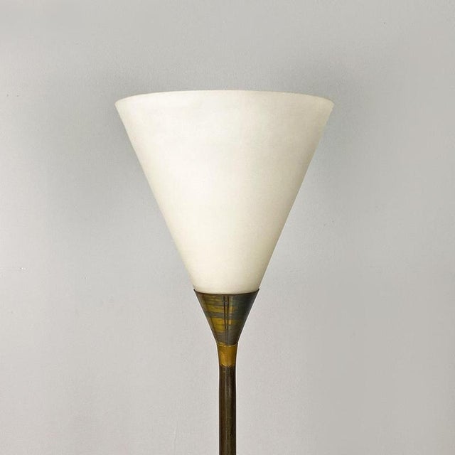 Mid-Century Modern Italian Brass, Glass and Iron Floor Lamp, 1950s For Sale - Image 4 of 17