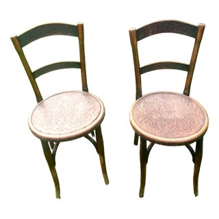 Set of Wood Coffee House Chairs from Thonet For Sale