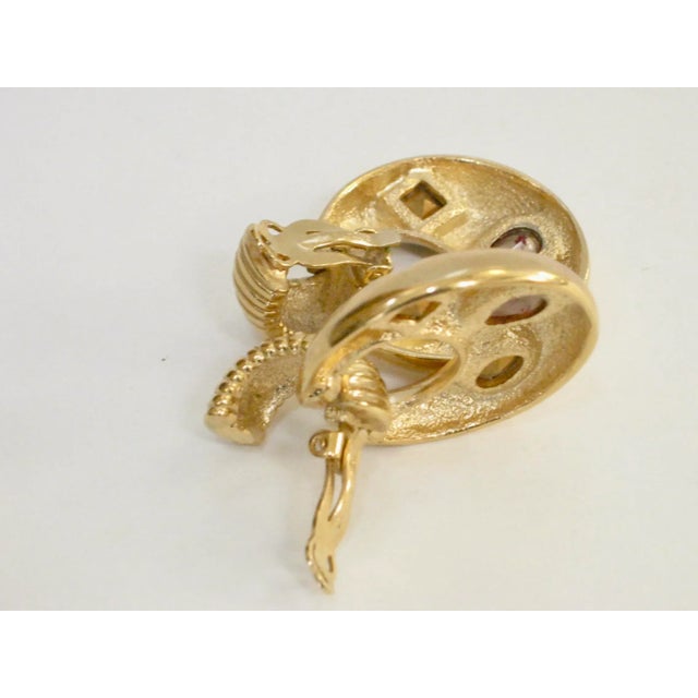 1970s Vintage Givenchy Gripoix Gold Plated Multi Colored Glass Earring - 2 Pieces For Sale - Image 5 of 6