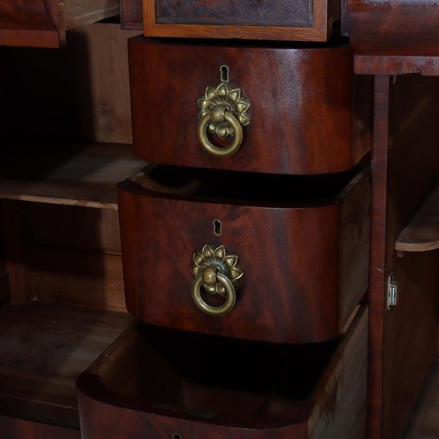 Antique American Empire Classical Flame Mahogany Sideboard, Bronze Pulls, C1840 For Sale - Image 13 of 18