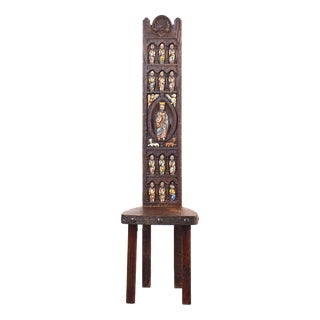 Spanish High Back Chair with Jesus and Apostles from Ormecasa, 1970s For Sale