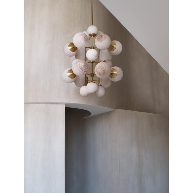 Schwung Globe Linear Chandelier, 21-Light, Brass Lbb, Black Gunmetal, Polished Nickel For Sale - Image 11 of 12