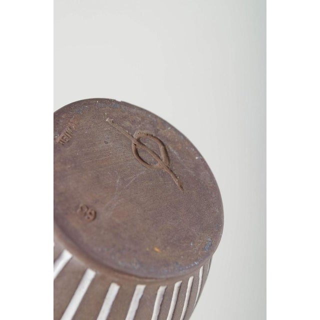 1970s Elongated Stoneware Vase with Stripes by Helge Østerberg, 1970s For Sale - Image 5 of 6
