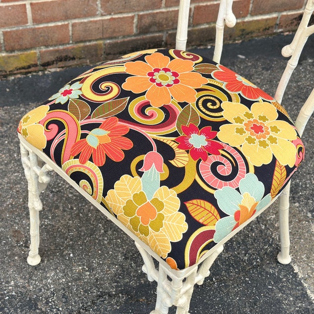 Vintage Kessler Faux Bamboo Aluminum Patio Side Chair For Sale - Image 9 of 12