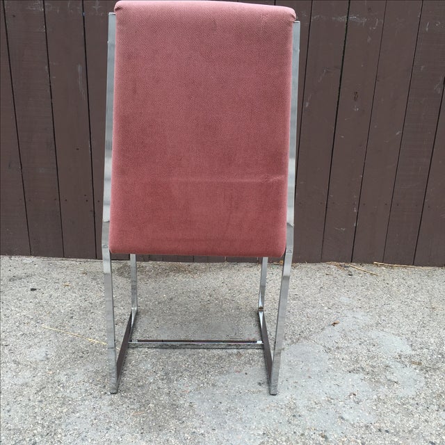 Pink Velvet Chrome Framed Dining Chairs Set of 4 Chairish