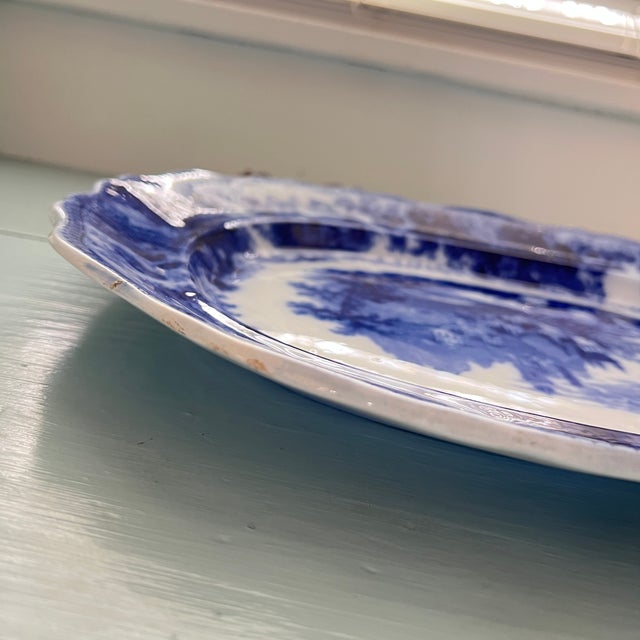 Antique Flow Blue "Nonpareil" by Burgess & Leigh 18" Oval Serving Platter For Sale - Image 13 of 16