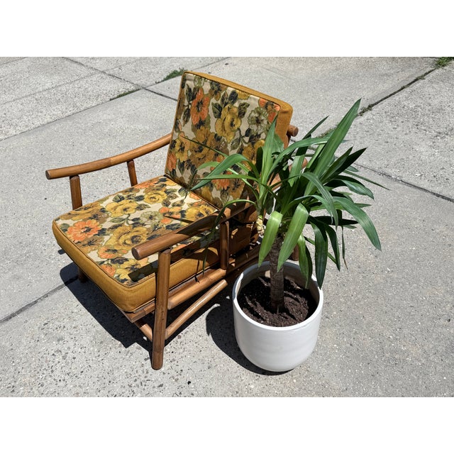 Wood Pair of Vintage Rattan Bamboo Armchairs by Crown Casual Furniture Corp. For Sale - Image 7 of 11