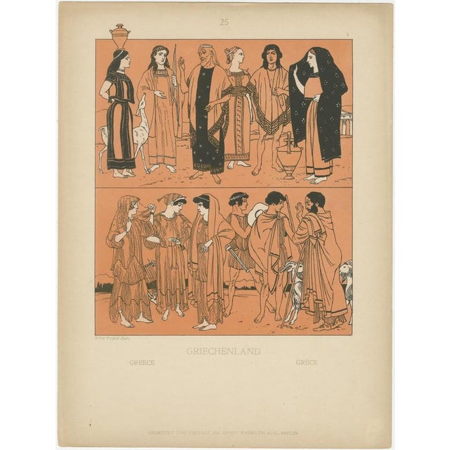 After Max Tilke, Greek Costume and Antiquity Illustrations, Prints, Set of 9 For Sale - Image 6 of 11
