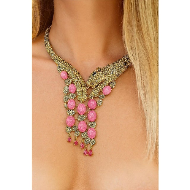Gemstone Bochic “Capri” Vintage Diamond, Ruby & Fancy Sapphire Necklace Set 18K & Silver For Sale - Image 7 of 15